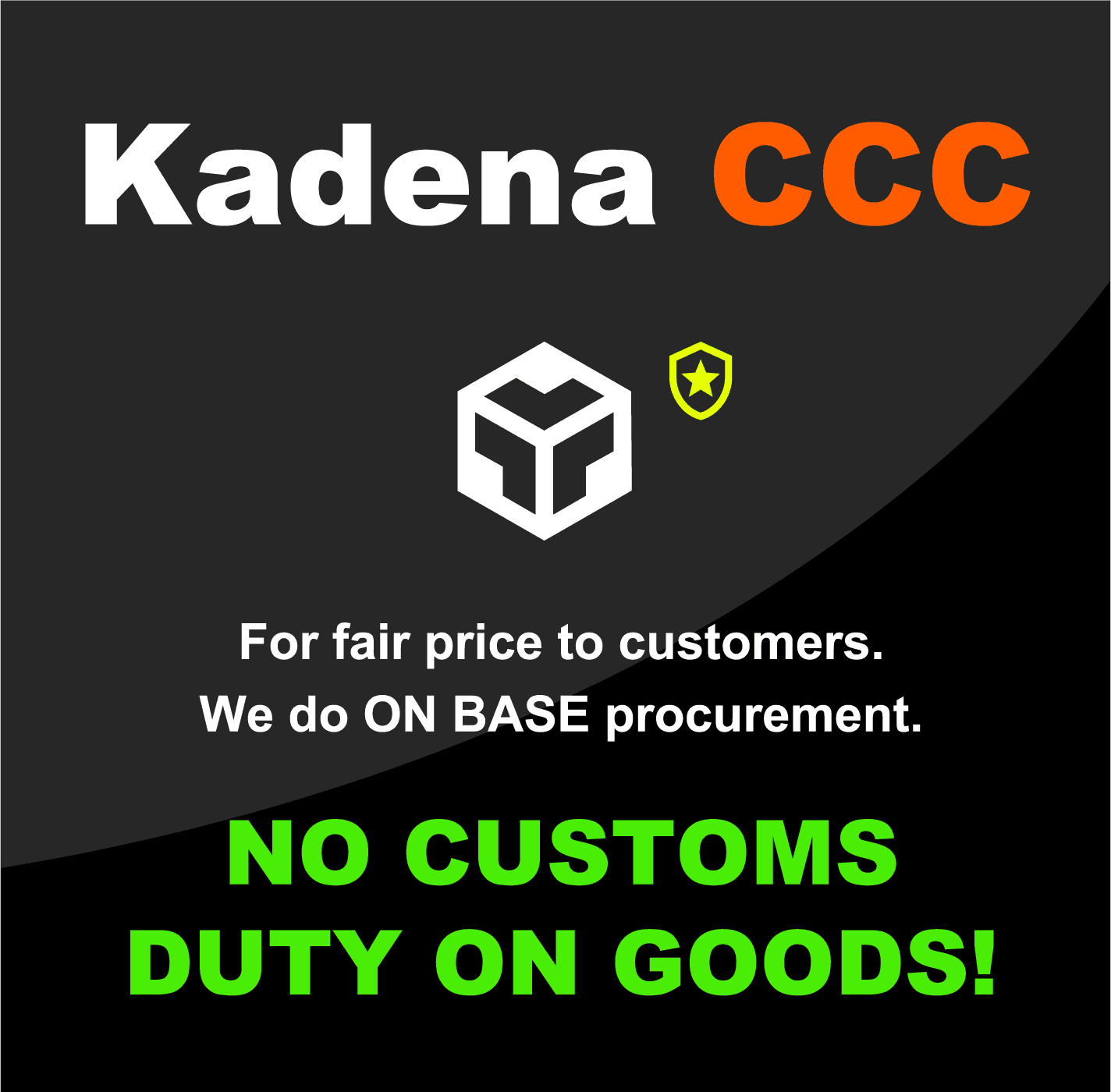 Kadena CCC For fair price to customers. We do ON BASE procurement. NO CUSTOMS DUTY ON GOODS!